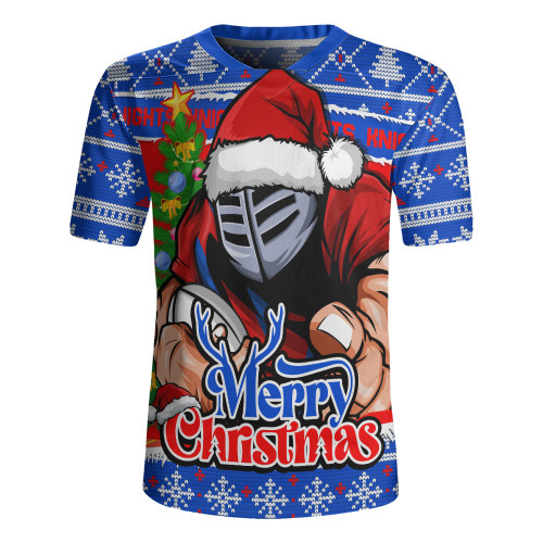 Newcastle Knights Rugby Jersey Merry Christmas Game Day Knit Style Team Edition