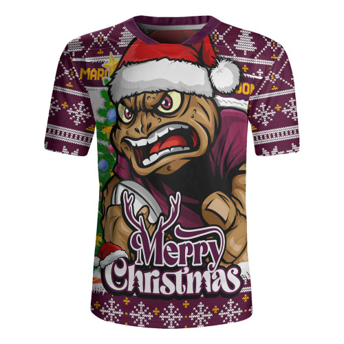 Queensland Maroons Rugby Jersey Merry Christmas Game Day Knit Style Team Edition