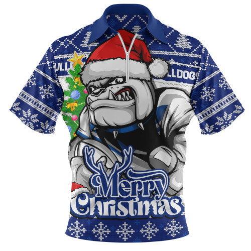 Canterbury-Bankstown Bulldogs Zip Polo Shirt Merry Christmas Game Day Knit Style Team Edition