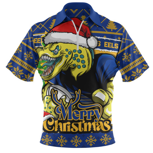 Parramatta Eels Zip Polo Shirt Merry Christmas Game Day Knit Style Team Edition