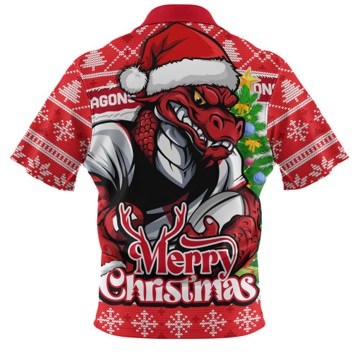 St. George Illawarra Dragons Zip Polo Shirt Merry Christmas Game Day Knit Style Team Edition