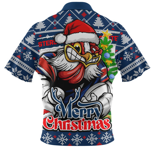 Sydney Roosters Zip Polo Shirt Merry Christmas Game Day Knit Style Team Edition