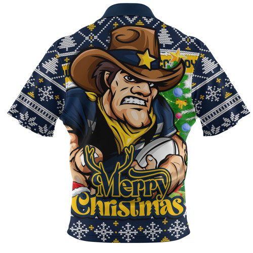 North Queensland Cowboys Zip Polo Shirt Merry Christmas Game Day Knit Style Team Edition