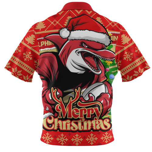 Redcliffe Dolphins Zip Polo Shirt Merry Christmas Game Day Knit Style Team Edition