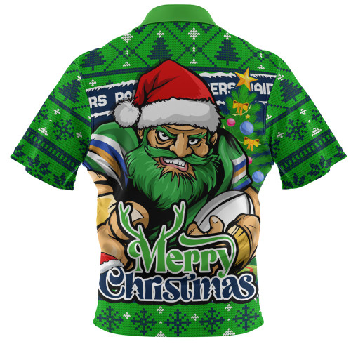 Canberra Raiders Zip Polo Shirt Merry Christmas Game Day Knit Style Team Edition