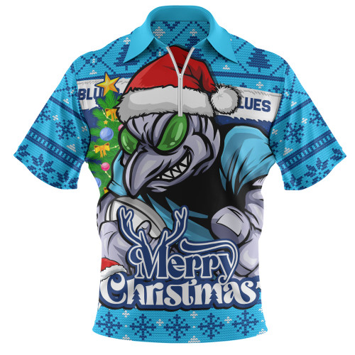 New South Wales Blues Zip Polo Shirt Merry Christmas Game Day Knit Style Team Edition