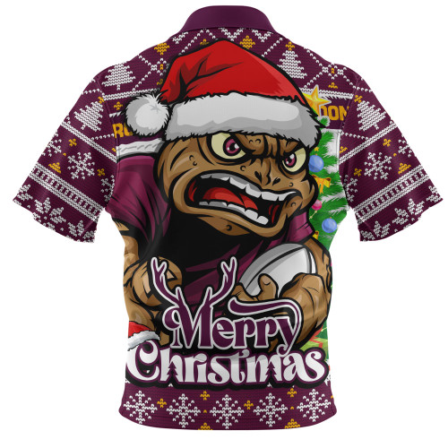 Queensland Maroons Zip Polo Shirt Merry Christmas Game Day Knit Style Team Edition Queensland Maroons Zip Polo Shirt Merry Christmas Game Day Knit Style Team Edition