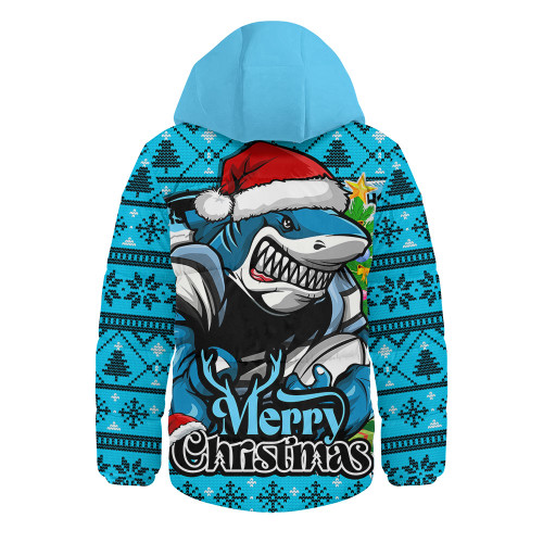 Cronulla-Sutherland Sharks Hooded Padded Jacket Merry Christmas Game Day Knit Style Team Edition