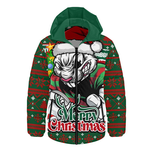 South Sydney Rabbitohs Hooded Padded Jacket Merry Christmas Game Day Knit Style Team Edition