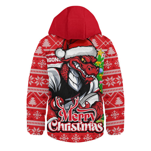 St. George Illawarra Dragons Hooded Padded Jacket Merry Christmas Game Day Knit Style Team Edition