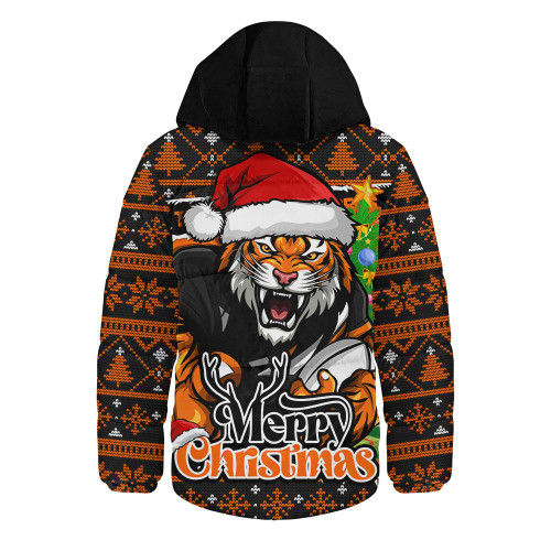 Wests Tigers Hooded Padded Jacket Merry Christmas Game Day Knit Style Team Edition