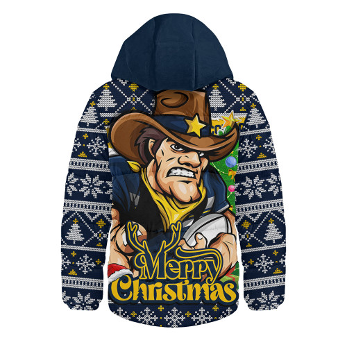 North Queensland Cowboys Hooded Padded Jacket Merry Christmas Game Day Knit Style Team Edition