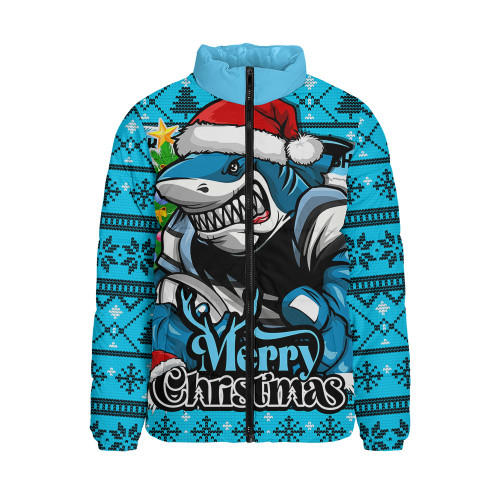 Cronulla-Sutherland Sharks Padded Jacket Merry Christmas Game Day Knit Style Team Edition Cronulla-Sutherland Sharks Padded Jacket Merry Christmas Game Day Knit Style Team Edition