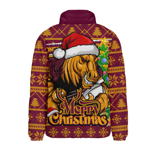 Brisbane Broncos Padded Jacket Merry Christmas Game Day Knit Style Team Edition Brisbane Broncos Padded Jacket Merry Christmas Game Day Knit Style Team Edition