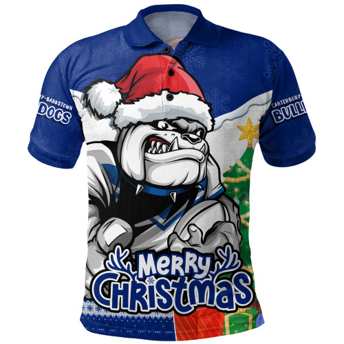 Canterbury-Bankstown Bulldogs Polo Shirt Santa Scoring Touchdown On Christmas Game Day