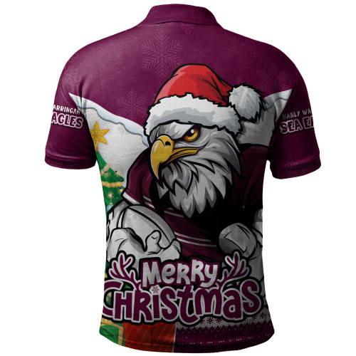 Manly Warringah Sea Eagles Polo Shirt Santa Scoring Touchdown On Christmas Game Day Manly Warringah Sea Eagles Polo Shirt Santa Scoring Touchdown On Christmas Game Day
