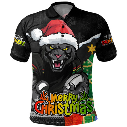 Penrith Panthers Polo Shirt Santa Scoring Touchdown On Christmas Game Day Penrith Panthers Polo Shirt Santa Scoring Touchdown On Christmas Game Day