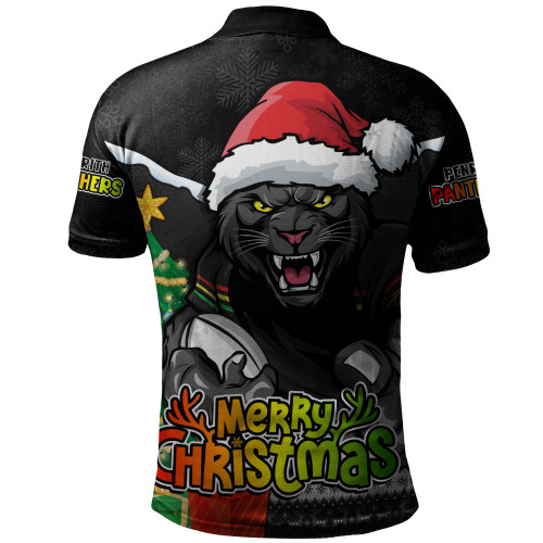 Penrith Panthers Polo Shirt Santa Scoring Touchdown On Christmas Game Day
