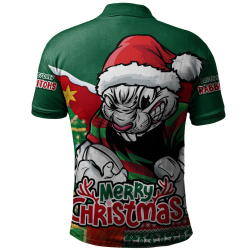 South Sydney Rabbitohs Polo Shirt Santa Scoring Touchdown On Christmas Game Day