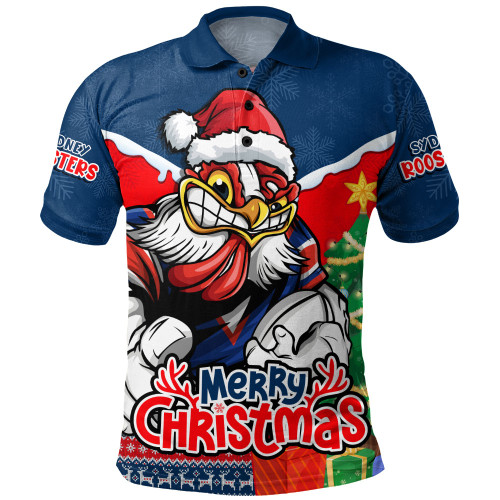 Sydney Roosters Polo Shirt Santa Scoring Touchdown On Christmas Game Day