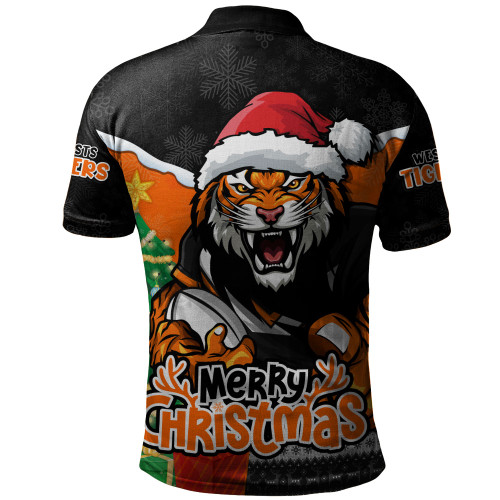 Wests Tigers Polo Shirt Santa Scoring Touchdown On Christmas Game Day Wests Tigers Polo Shirt Santa Scoring Touchdown On Christmas Game Day