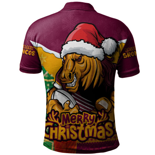 Brisbane Broncos Polo Shirt Santa Scoring Touchdown On Christmas Game Day Brisbane Broncos Polo Shirt Santa Scoring Touchdown On Christmas Game Day