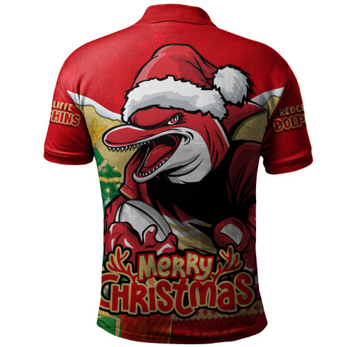 Redcliffe Dolphins Polo Shirt Santa Scoring Touchdown On Christmas Game Day Redcliffe Dolphins Polo Shirt Santa Scoring Touchdown On Christmas Game Day