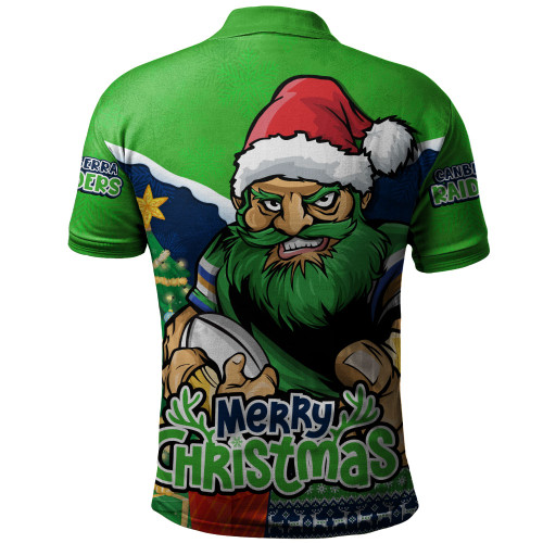 Canberra Raiders Polo Shirt Santa Scoring Touchdown On Christmas Game Day Canberra Raiders Polo Shirt Santa Scoring Touchdown On Christmas Game Day