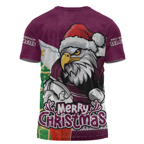 Manly Warringah Sea Eagles T-Shirt Santa Scoring Touchdown On Christmas Game Day Manly Warringah Sea Eagles T-Shirt Santa Scoring Touchdown On Christmas Game Day