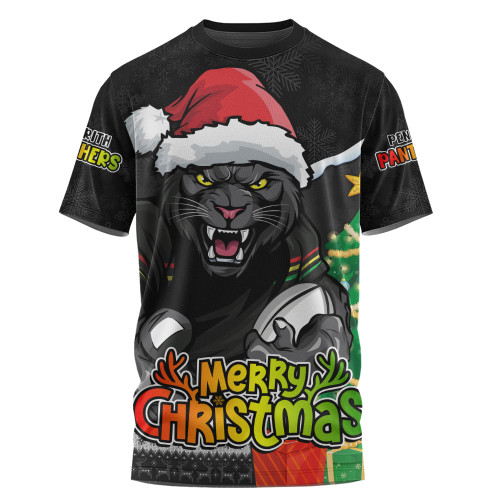 Penrith Panthers T-Shirt Santa Scoring Touchdown On Christmas Game Day