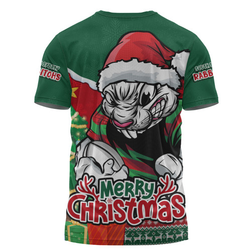 South Sydney Rabbitohs T-Shirt Santa Scoring Touchdown On Christmas Game Day