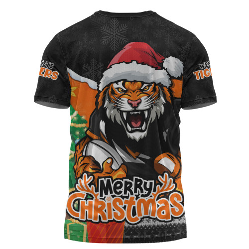 Wests Tigers T-Shirt Santa Scoring Touchdown On Christmas Game Day