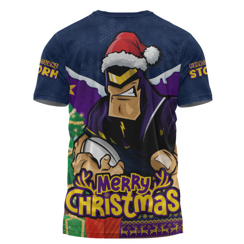 Melbourne Storm T-Shirt Santa Scoring Touchdown On Christmas Game Day