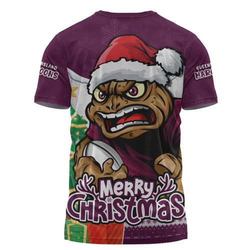 Queensland Maroons T-Shirt Santa Scoring Touchdown On Christmas Game Day Queensland Maroons T-Shirt Santa Scoring Touchdown On Christmas Game Day
