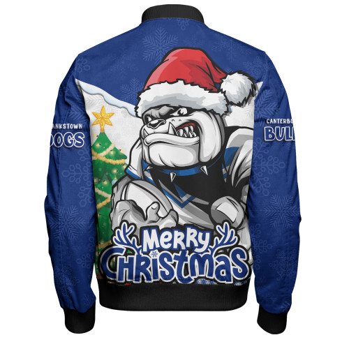 Canterbury-Bankstown Bulldogs Bomber Jacket Santa Scoring Touchdown On Christmas Game Day