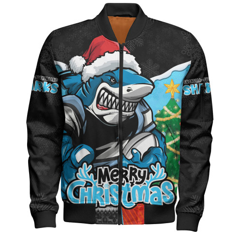 Cronulla-Sutherland Sharks Bomber Jacket Santa Scoring Touchdown On Christmas Game Day