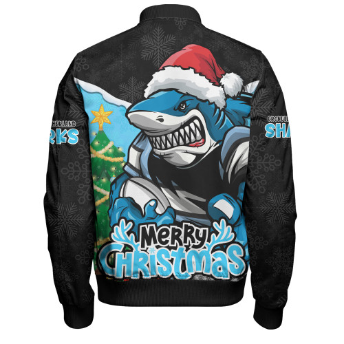 Cronulla-Sutherland Sharks Bomber Jacket Santa Scoring Touchdown On Christmas Game Day