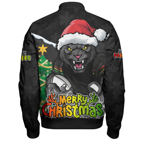 Penrith Panthers Bomber Jacket Santa Scoring Touchdown On Christmas Game Day