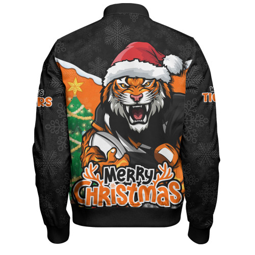 Wests Tigers Bomber Jacket Santa Scoring Touchdown On Christmas Game Day Wests Tigers Bomber Jacket Santa Scoring Touchdown On Christmas Game Day