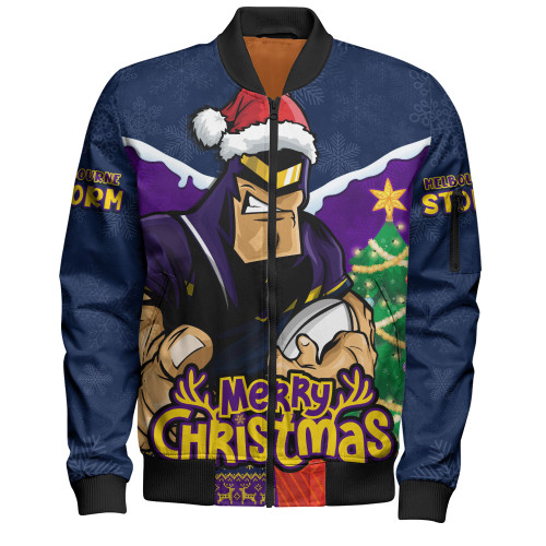 Melbourne Storm Bomber Jacket Santa Scoring Touchdown On Christmas Game Day Melbourne Storm Bomber Jacket Santa Scoring Touchdown On Christmas Game Day