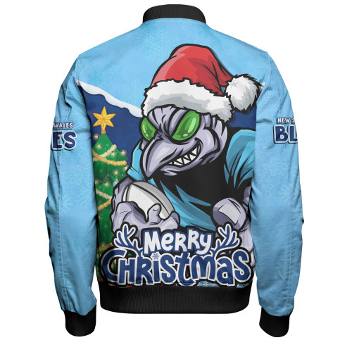 New South Wales Blues Bomber Jacket Santa Scoring Touchdown On Christmas Game Day New South Wales Blues Bomber Jacket Santa Scoring Touchdown On Christmas Game Day