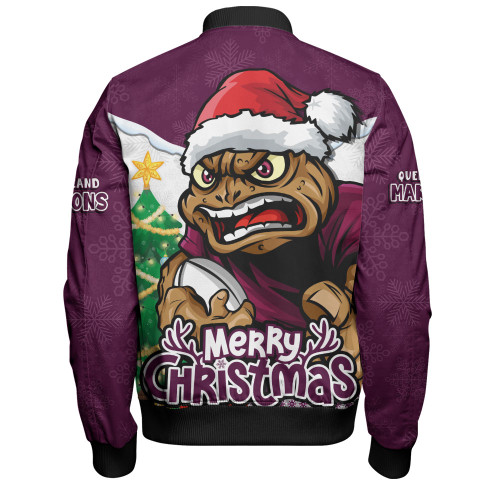 Queensland Maroons Bomber Jacket Santa Scoring Touchdown On Christmas Game Day Queensland Maroons Bomber Jacket Santa Scoring Touchdown On Christmas Game Day