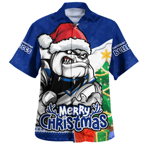 Canterbury-Bankstown Bulldogs Hawaiian Shirt Santa Scoring Touchdown On Christmas Game Day