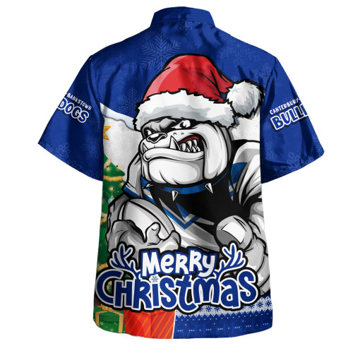 Canterbury-Bankstown Bulldogs Hawaiian Shirt Santa Scoring Touchdown On Christmas Game Day Canterbury-Bankstown Bulldogs Hawaiian Shirt Santa Scoring Touchdown On Christmas Game Day