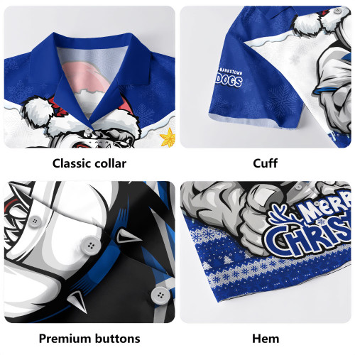 Canterbury-Bankstown Bulldogs Hawaiian Shirt Santa Scoring Touchdown On Christmas Game Day