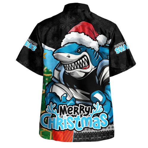 Cronulla-Sutherland Sharks Hawaiian Shirt Santa Scoring Touchdown On Christmas Game Day
