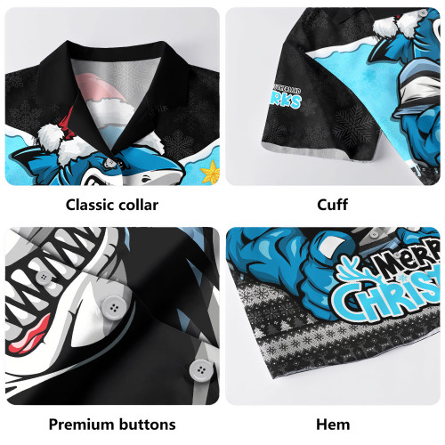 Cronulla-Sutherland Sharks Hawaiian Shirt Santa Scoring Touchdown On Christmas Game Day