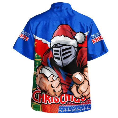 Newcastle Knights Hawaiian Shirt Santa Scoring Touchdown On Christmas Game Day