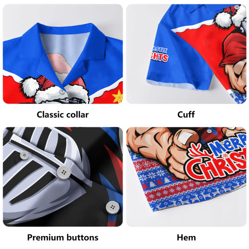 Newcastle Knights Hawaiian Shirt Santa Scoring Touchdown On Christmas Game Day