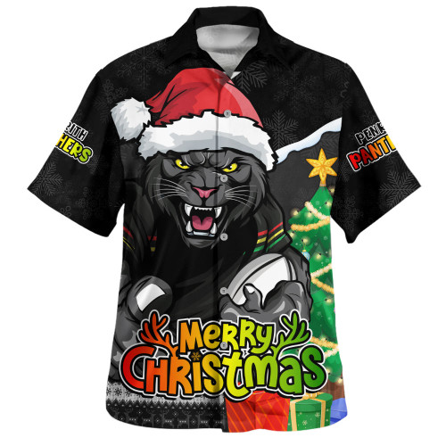 Penrith Panthers Hawaiian Shirt Santa Scoring Touchdown On Christmas Game Day